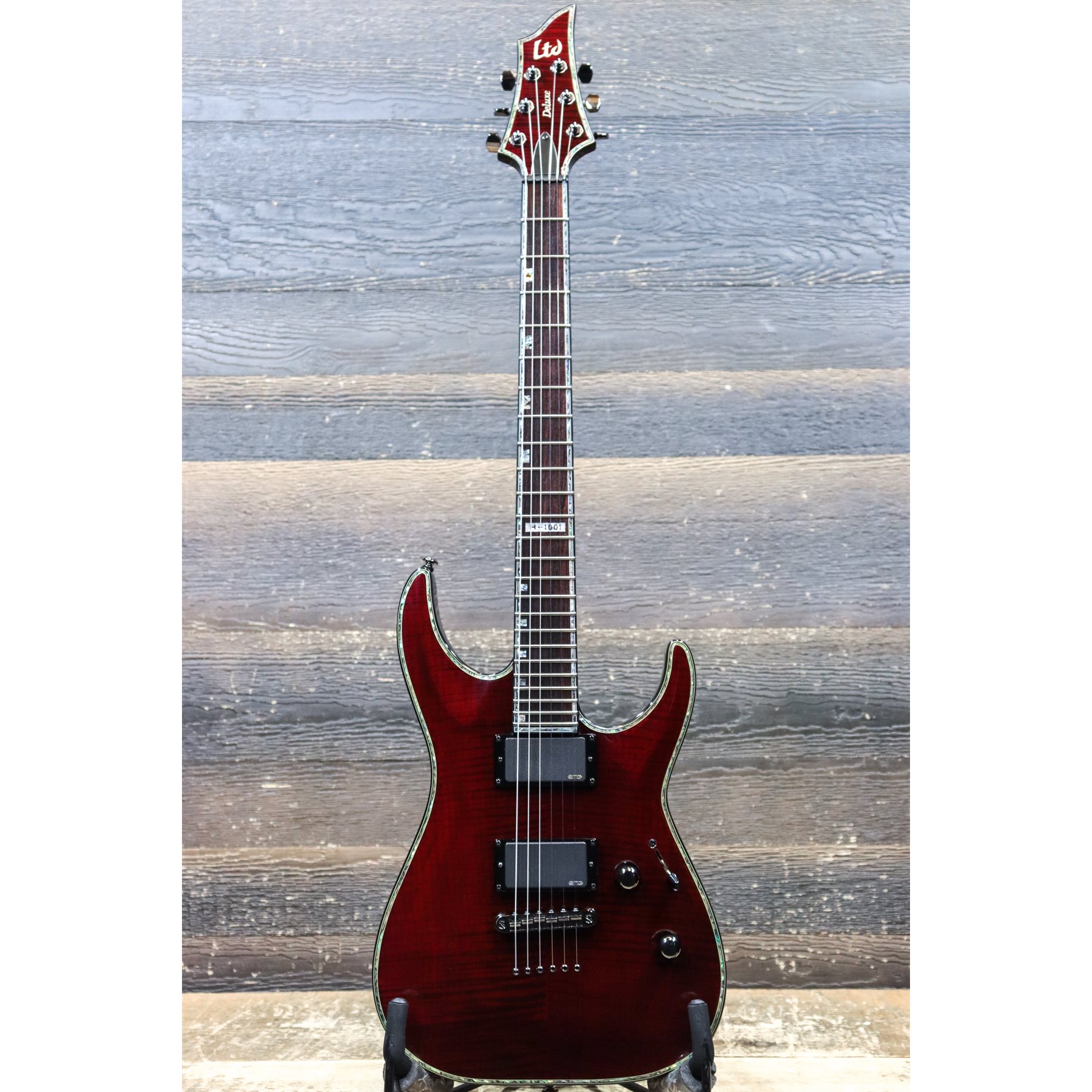 ESP LTD H-1001FM DELUXE SERIES SEE-THRU BLACK CHERRY W/BAG #W10010676