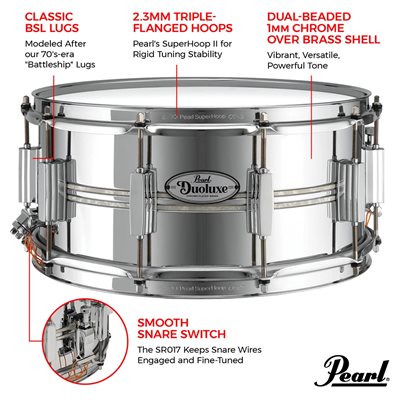 PEARL DUOLUXE CHROME/BRASS 14X5 NICOTINE WHITE