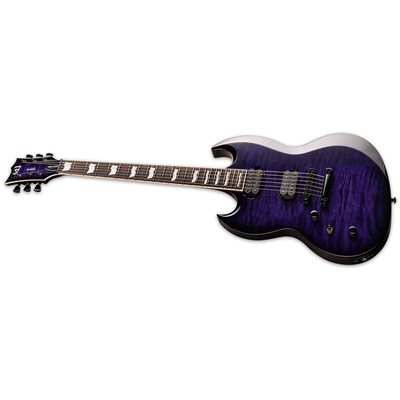 ESP LTD VIPER-1000 QUILTED MAPLE SEE THRU PURPLE SUNBURST LEFT-HANDED