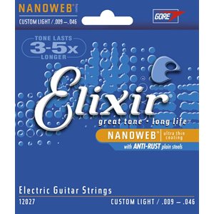 ELIXIR NANOWEB 12027 CUSTOM LIGHT ELECTRIC NICKEL PLATED STEEL - 9-46