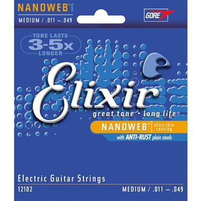 ELIXIR NANOWEB 12102 MEDIUM ELECTRIC NICKEL PLATED STEEL - 11-49