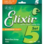 ELIXIR NANOWEB 14202 5-STRING LIGHT, LONG SCALE ELECTRIC BASS NICKEL PLATED STEEL - 45-130