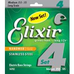 ELIXIR NANOWEB 14702 4-STRING MEDIUM, LONG SCALE ELECTRIC BASS STAINLESS STEEL - 50-105