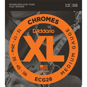 D'ADDARIO ECG26 CHROMES FLAT WOUND, MEDIUM, 13-56