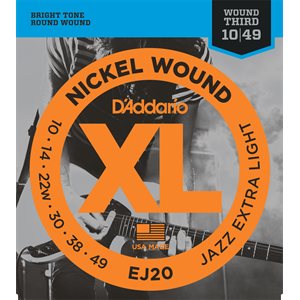 D'ADDARIO EJ20 NICKEL WOUND, JAZZEXTRA LIGHT, 10-49