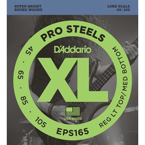 D'ADDARIO EPS165 PROSTEELS BASS, CUSTOM LIGHT, 45-105, LONG SCALE