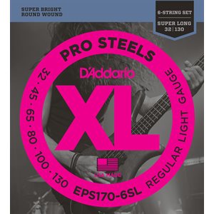 D'ADDARIO EPS170-6SLEPS170-6SL PROSTEELS 6 STRING BASS, LIGHT, 30-130, SUPER LONG SCALE