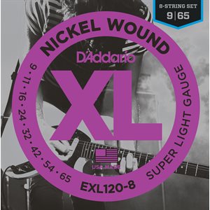 D'ADDARIO EXL120-8 NICKEL WOUND, 8 STRING, SUPER LIGHT, 09-65