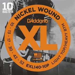 D'ADDARIO EXL140-10P NICKEL WOUND, LIGHT TOP/HEAVY BOTTOM, 10-52 - 10 PACKS