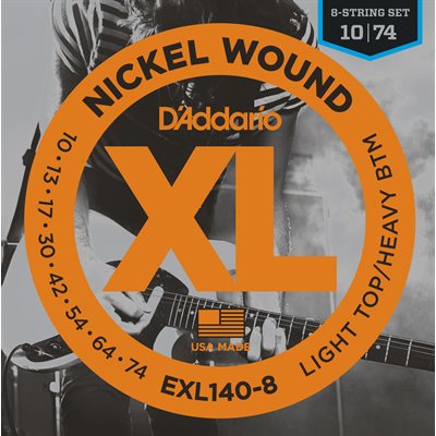 D'ADDARIO EXL140-8 NICKEL WOUND, 8 STRING, LIGHT TOP/HEAVY BOTTOM, 10-74