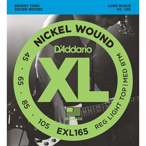 D'ADDARIO EXL165 NICKEL WOUND BASS, CUSTOM LIGHT, 45-105, LONG SCALE