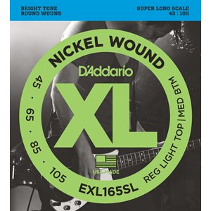 D'ADDARIO EXL165SL NICKEL WOUND BASS, CUSTOM LIGHT, 45-105, SUPER LONG SCALE