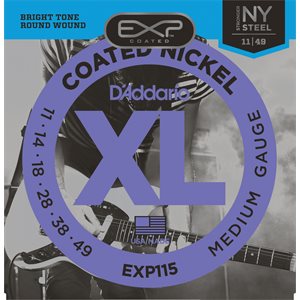 D'ADDARIO EXP115 COATED NICKEL WOUND, MEDIUM/BLUES/JAZZ, 11-49