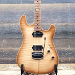 ERNIE BALL MUSIC MAN SABRE GUITAR FIGURED MAPLE HONEY SUCKLE AVEC ÉTUI RIGIDE