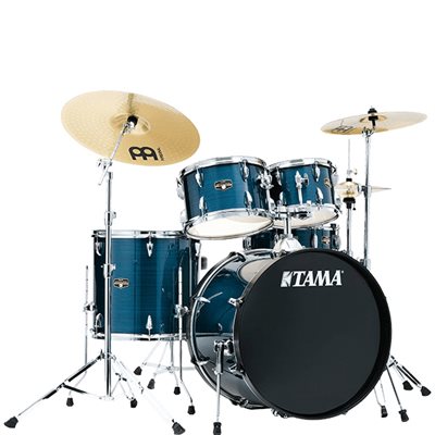 TAMA IMPERIALSTAR WRAP 5PCS SHELL PACK COLOR HLB IE52C-HLB 22-10-12-16-14 W/HARDWARE PACK, MEINL HCS CYMBALS PACK AND THRONE