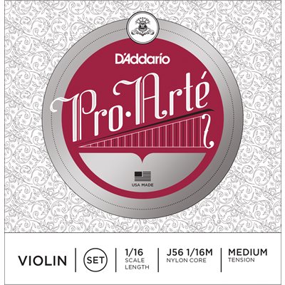 D'ADDARIO PRO-ARTE VIOLIN STRING SET, 1/16 SCALE, MEDIUM TENSION