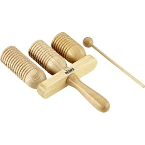 MEINL NINO561 WOOD A-GO-GO'S 3 ROWS AVEC POMMEAU EN BOIS