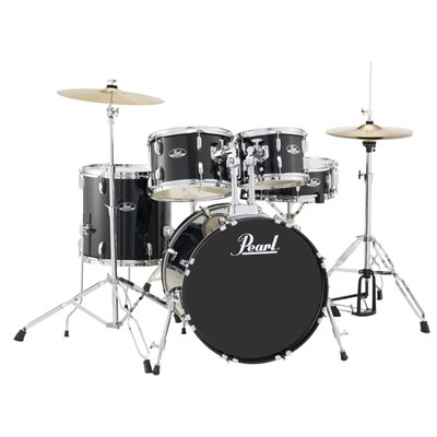 PEARL RS505CC31 ROADSHOW 5PCS SHELL PACK JET BLACK W/HARDWARE AND CYMBALS (2016BD, 1007T, 1208T, 1414FT, 1405SD)