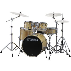 YAMAHA STAGE CUSTOM BIRCH 5 MORCEAUX SHELL PACK DRUM SET - 22/14SD/16FT/12/10, 600 SERIES HARDWARE, NATURAL WOOD