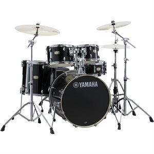 YAMAHA STAGE CUSTOM BIRCH 5PCS SHELL PACK DRUM SET - 22/14SD/16FT/12/10, 600 SERIES HARDWARE, RAVEN BLACK