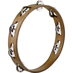 MEINL TA1WB TAMBOURINE WOOD 1ROW STEEL JINGLES WLNT BROWN